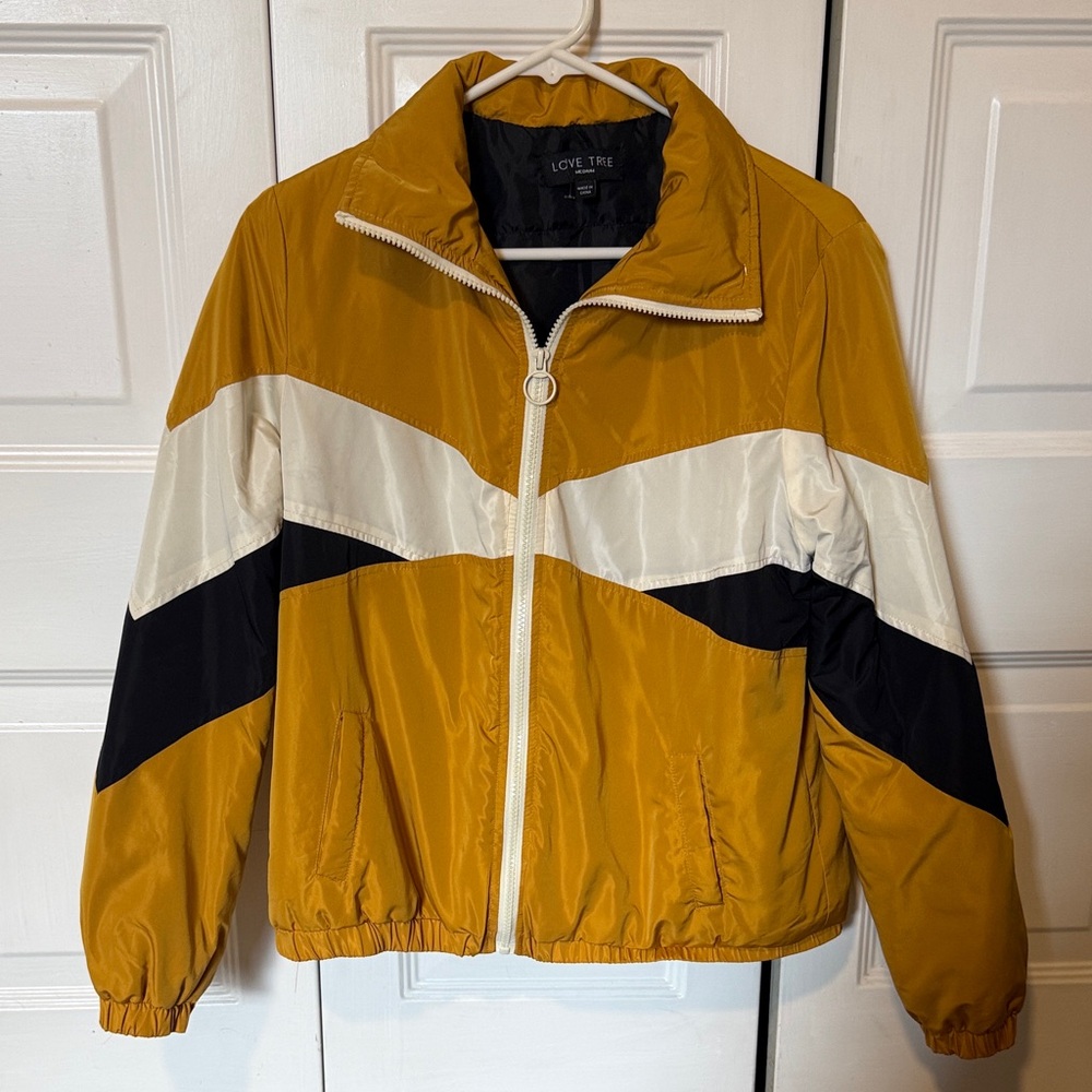 Love Tree Mustard and Black Varsity Jacket